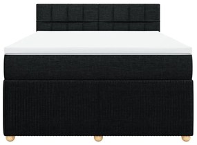 vidaXL Κρεβάτι Boxspring με Στρώμα Μαύρο 140x200 εκ. Υφασμάτινο