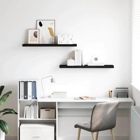vidaXL Ράφια Τοίχου 2 τεμ. Μαύρα 90x23,5x3,8 εκ. MDF