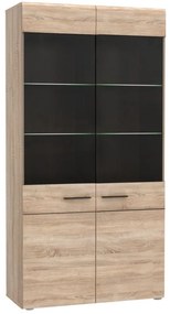 Βιτρίνα Δίφυλλη Solo 100x41x197cm Sonoma με Wenge και MDF Καμπυλωτό τελείωμα στις πόρτες TO-SOLO2W