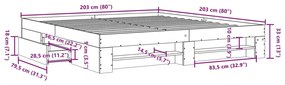 Πλαίσιο Κρεβατιού Sonoma Δρυς 200x200 εκ. Επεξεργασμένο Ξύλο - Καφέ