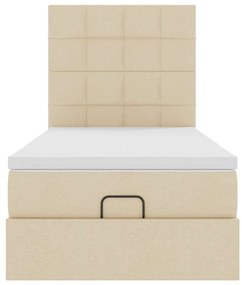 vidaXL Οθωμανικό κρεβάτι με στρώμα Cream 80x200cm ύφασμα