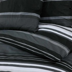 vidaXL 2 τεμ. 260 x 220 cm + 50 x 75 cm 100% Cotton Black Stripes