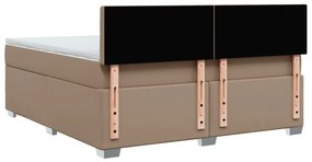 vidaXL Κρεβάτι Boxspring με Στρώμα Καπουτσίνο 180x200 εκ. Συνθ. Δέρμα