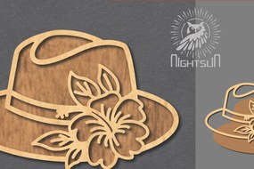 Σετ των 2 Intra απο ξύλο plywood Χρώμα wenge 3mm-4mm πάχος - Διακόσμηση με κομμένο λέιζερ καπέλο λουλουδιών 1 Δίασταση 20x20 cm INTRAFABR-103843919