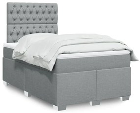 vidaXL Κρεβάτι Boxspring με Στρώμα Ανοιχτό Γκρι 120x200 εκ. Υφασμάτινο