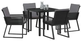 vidaXL Σέτ φαγητού για κήπο 5 pcs Μαύρο Πολυ ράταν