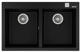 Teka Forsquare 2C 790 TG Μαύρος Ένθετος Γρανιτένιος Νεροχύτης 80cm