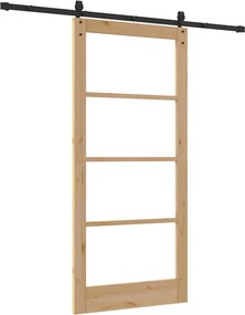 vidaXL Συρόμενη Πόρτα Φυσικό και Μαύρο 93 x 202 cm