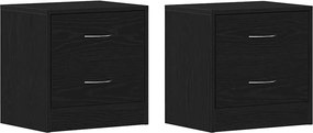 vidaXL Κομοδίνα 2 τεμ. Μαύρη Δρυς 40x30x40 εκ. από Τεχνητό Ξύλο