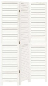 vidaXL Διαχωριστικό Χώρου με 3 Πάνελ Λευκό από Μασίφ Ξύλο Παυλώνιας