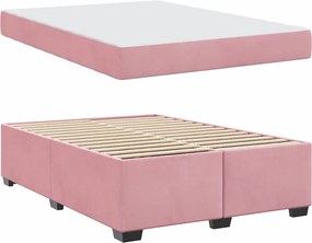 vidaXL Σκελετός Κρεβατιού με στρώμα Ροζ 140 x 200 cm ύφασμα