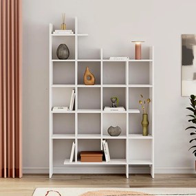 Βιβλιοθήκη Manco Megapap χρώμα λευκό 122x25,5x188εκ.