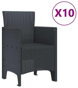 vidaXL Σέτ φαγητού για κήπο 11 pcs Ανθρακί Rattan Polt