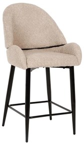 Σκαμπό Μπαρ HM8586.02 55x62x105cm Μεσαίου Ύψους Με Μπουκλέ Ύφασμα Ecru Metal, Fabric