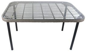 Τραπέζι Κήπου ArteLibre AMPLAS Γκρι/Μαύρο Μέταλλο/Rattan/Γυαλί 140x80x73cm