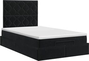 vidaXL Κρεβάτι Ottoman με στρώμα Μαύρο 120 x 190 cm Βελούδο