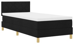 vidaXL Κρεβάτι Σπασί με Στρώμα & LED Μαύρο 100x200 εκ. Υφάσματος