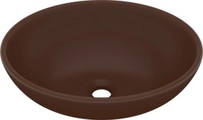 vidaXL Νιπτήρας Πολυτελής Οβάλ Σκούρο Καφέ Ματ 40 x 33 εκ. Κεραμικός
