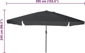 vidaXL Ομπρέλα Κήπου Ανθρακί 394 x 394 x 248 εκ