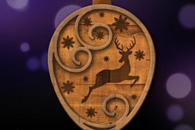 Σετ των 3 Intra απο ξύλο plywood 3mm-4mm πάχος - Παιχνίδι Χριστουγεννιάτικου Δέντρου, Στολίδι ελαφιών Δίασταση 4x4 cm INTRAFABR-84768780