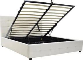 Κρεβάτι Roi pakoworld 160x200 PU λευκό ματ + αποθηκευτικό χώρο