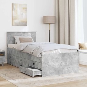 vidaXL Καναπές Κρεβάτι με συρτάρι Σκυρόδεμα Γκρι και Μαύρο 90 x 190 cm