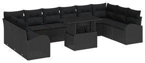 vidaXL Σετ Καναπέ Κήπου με μαξιλάρι 11 pcs Μαύρο 100 x 55 x 73 εκ