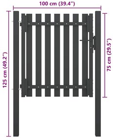 vidaXL Πύλη Κήπου Ανθρακί 100x75 εκ. από Ατσάλι