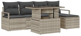 vidaXL Σετ Καναπέ Κήπου με μαξιλάρι 6 pcs Ανοιχτό γκρι