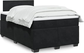 vidaXL Κρεβάτι Boxspring με Στρώμα Μαύρο 120x190 εκ. Βελούδινο