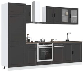 vidaXL Σετ Ντουλαπιών Κουζίνας 8 Τεμαχίων "Porto" Μαύρο από Μηχανικά Ξύλινα Έπιπλα
