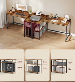 Γωνιακό Γραφείο Υπολογιστή Με 2 Ράφια (120x80x76) Vasagle LWD136KD01