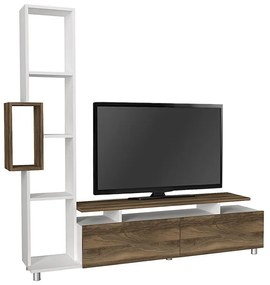 Σύνθεση τηλεόρασης Tulip Megapap χρώμα λευκό - καρυδί 160x29,5x160εκ.
