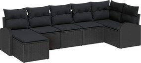 vidaXL Σετ Καναπέ με μαξιλάρι 7 pcs Μαύρο συνθετικό ρατάν