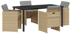 vidaXL Σετ Τραπεζαρίας Κήπου 5 τεμαχίων με Μαξιλάρια Μπεζ Πολυράταν