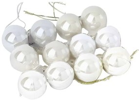 Σετ Χριστουγεννιάτικες μπάλες - 8cm - 12pcs - 326048 - White