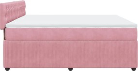 vidaXL Κρεβάτι Boxspring με Στρώμα Ροζ 180x200 εκ. Βελούδινο