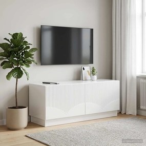 vidaXL Ντουλάπι TV Γυαλιστερό Λευκό Επεξεργασμένο Ξύλο