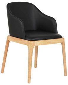 DINING CHAIR FURLAN ΗΜ9949.01 RUBBERWOOD IN OAK-BLACK PU 54,5x58x78Hcm.