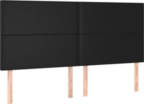 vidaXL Κρεβάτι Boxspring με Στρώμα Μαύρο 200x200 εκ. Συνθετικό Δέρμα