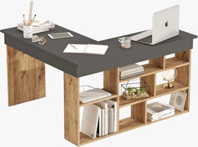 Γραφείο γωνιακό "VIANA" σε χρώμα atlantic pine/ανθρακί 115x120x72