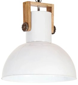vidaXL Φωτιστικό Industrial Στρογγυλό 25 W Λευκό 42 εκ Ξύλο Μάνγκο Ε27
