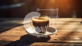 Σετ των 2 Intra Συλλεκτικό Ξύλινο Παζλ Plywood  4mm - Φλιτζάνι καφέ σε ένα παλιό ξύλινο τραπέζι Σε Ξύλινο Κουτί - Διαστάσεις: 10x10 cm – 25 κομμάτια