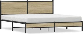 vidaXL Σκελετός Κρεβ. Χωρίς Στρώμα Sonoma Δρυς 183x213 εκ. Μεταλλικό