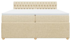 Κρεβάτι Boxspring με Στρώμα Κρεμ 200x200 εκ. Υφασμάτινο - Κρεμ