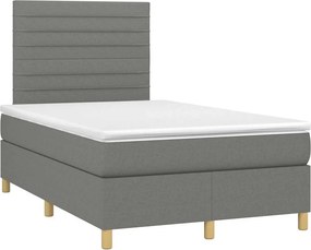 vidaXL Κρεβάτι Boxspring με Στρώμα Σκούρο Γκρι 120x190 εκ Υφασμάτινο