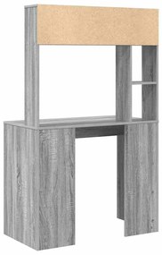 vidaXL Γραφείο με ράφι Γκρι sonoma 91 x 50 x 149 εκ Επεξεργασμένο ξύλο