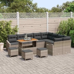 vidaXL Σετ Καναπέ Κήπου με μαξιλάρι 13 pcs Γκρι Πολυ ράταν