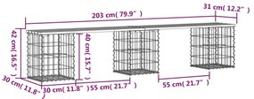 Πάγκος Κήπου Συρματοκιβώτιο 203x31x42 εκ. Μασίφ Ψευδοτσούγκα - Καφέ