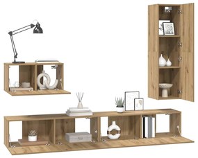 vidaXL Σετ επίπλου τηλεόρασης 4 pcs Artisan Oak Επεξεργασμένο ξύλο
